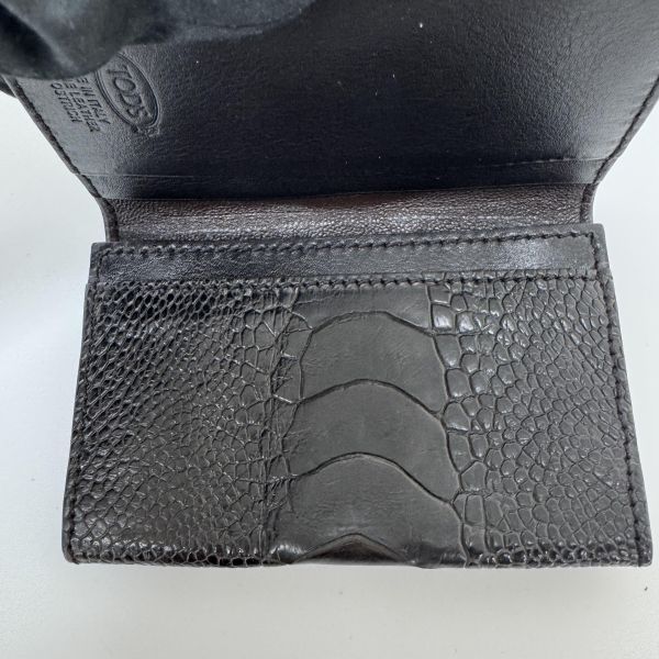 TODS 黑色鱷魚皮卡包 