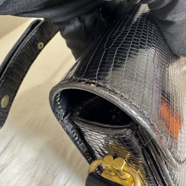 Gucci Vintage Lizard Leather Shoulder Bag 黑色蜥蜴皮單肩包 