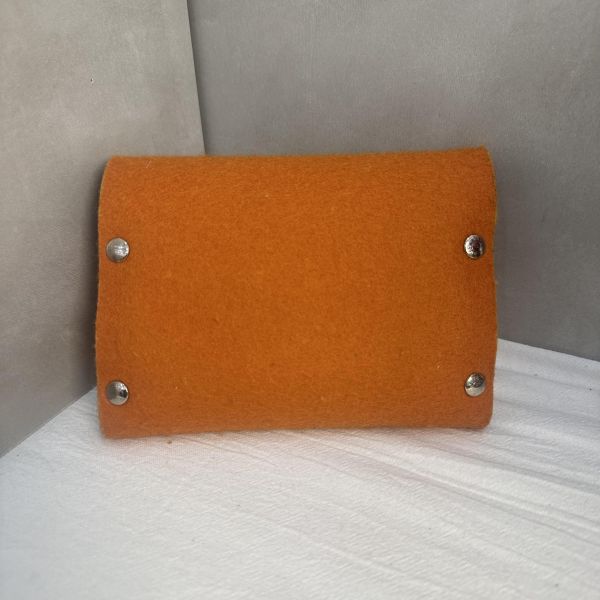 HERMES 中古Etui Cartes GM 橘色毛氈撲克牌套 多功能收納盒 