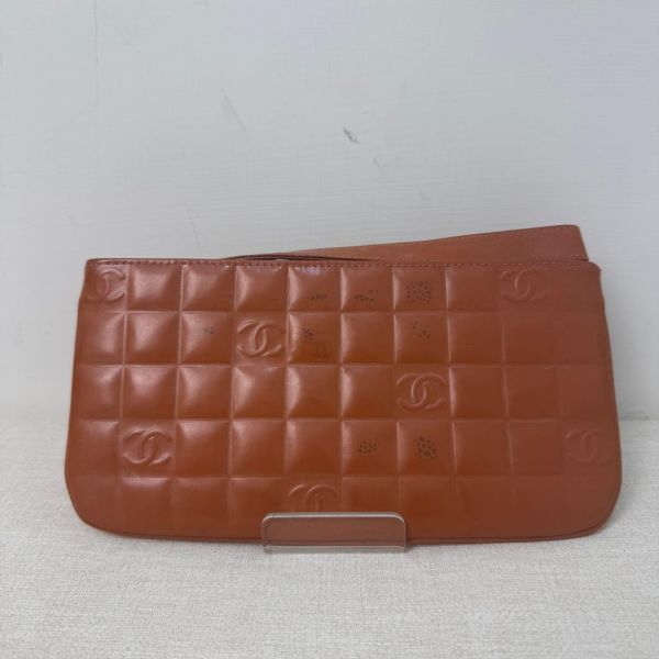Chanel Chocolate Bar 橘色巧克力格手拿包 