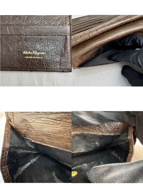 Ferragamo 菲拉格慕 深棕色鴕鳥皮 
