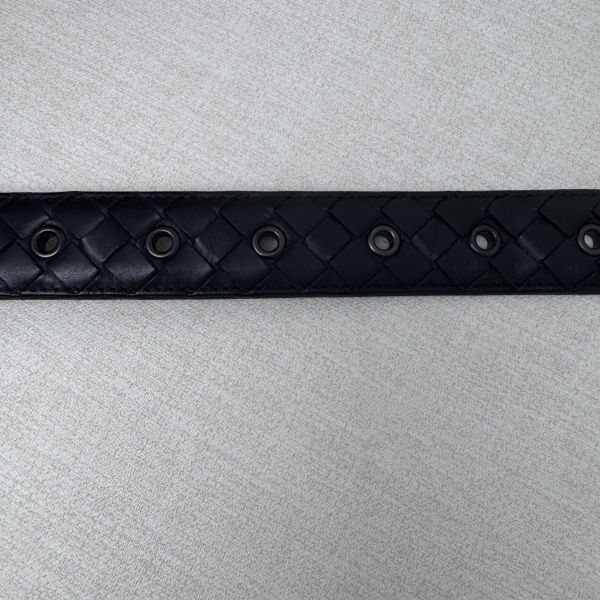 Bottega Veneta 黑頭 黑編織 皮帶 腰帶 