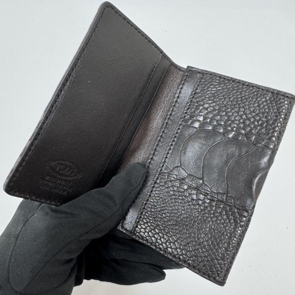 TODS 黑色鱷魚皮卡包 