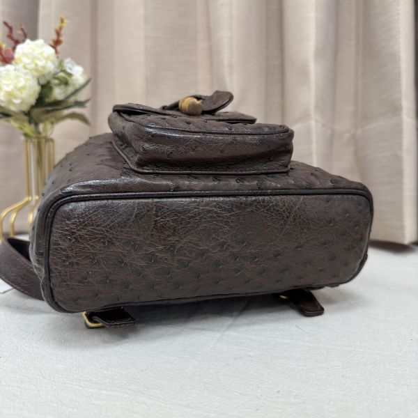 Gucci鴕鳥皮竹節雙肩包 