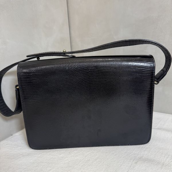 Gucci Vintage Lizard Leather Shoulder Bag 黑色蜥蜴皮單肩包 