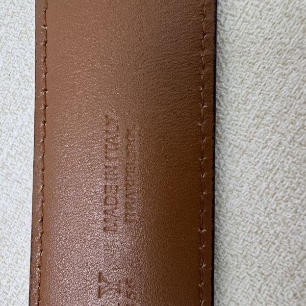 Burberry 金x黑頭 格紋棕色皮革 皮帶 腰帶 