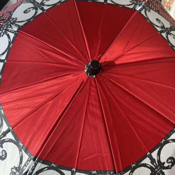 Dior 迪奧 法式復古 巴洛克風 紅白點點 華麗遮陽傘/雨傘 