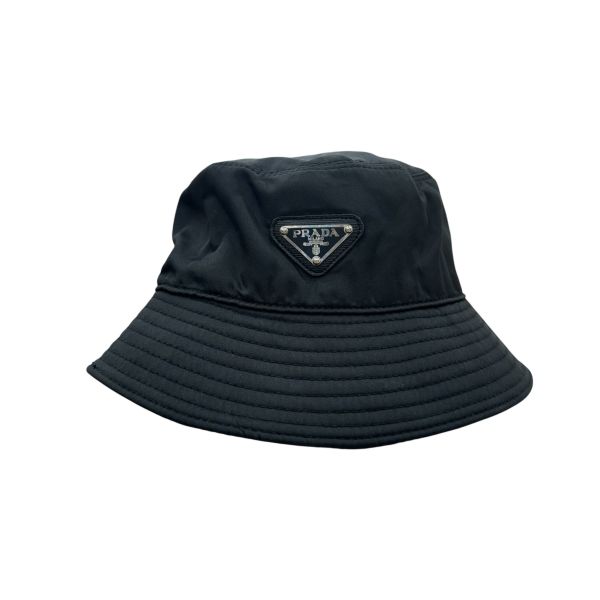 Prada 黑色尼龍三角鐵牌logo 漁夫帽 
