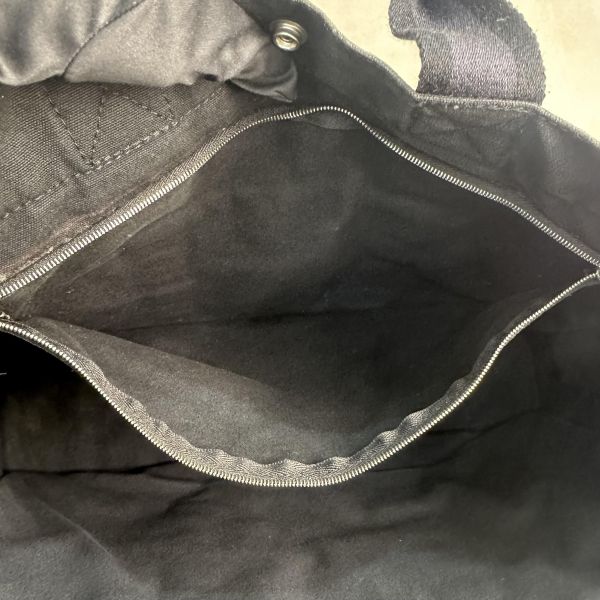 Hermès 黑色帆布拼皮革手提包 