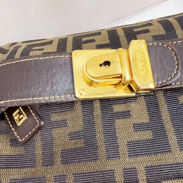 Fendi 經典雙F老花緹花大號帆布飯盒包 