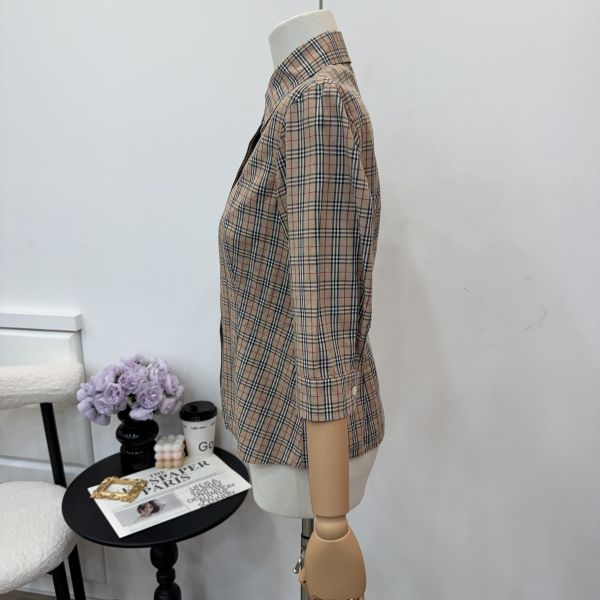 Burberry 七分袖格紋襯衫 