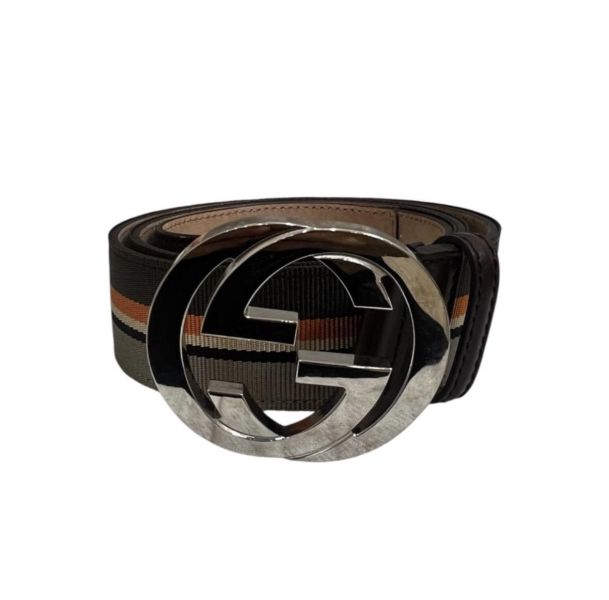 Gucci 經典雙G帆布皮革皮帶 