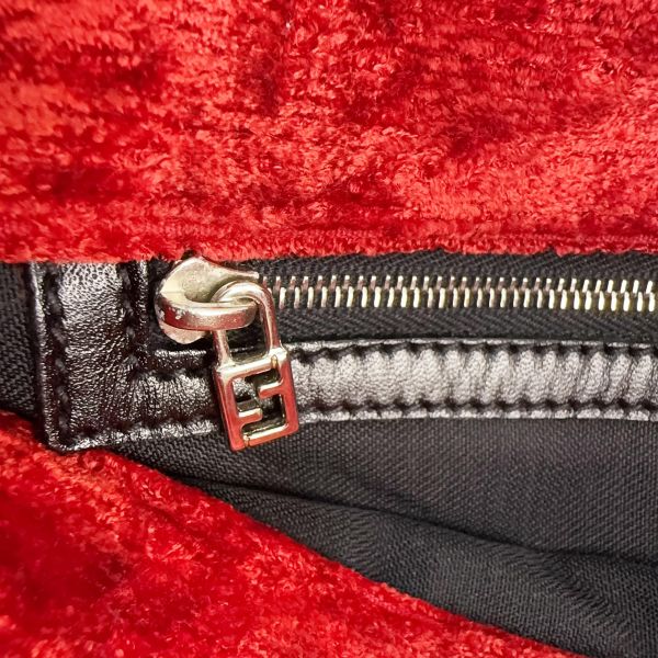 Fendi 復古紅絨面字母托特包 