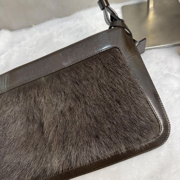 Celine 皮革拼馬毛 復古肩背包 