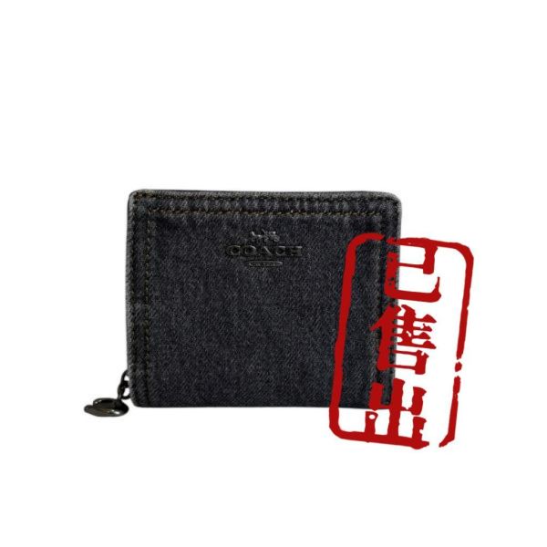 Coach 牛仔藍短夾 