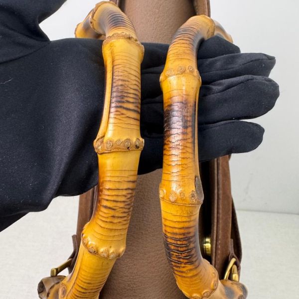 Gucci 竹節麂皮手提包 