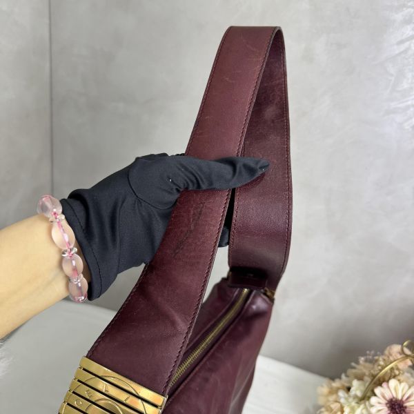 Celine 酒紅色單肩包 