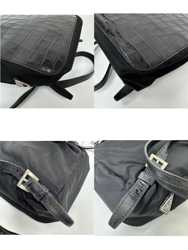 Prada 普拉達 鱷魚紋壓花後背包 