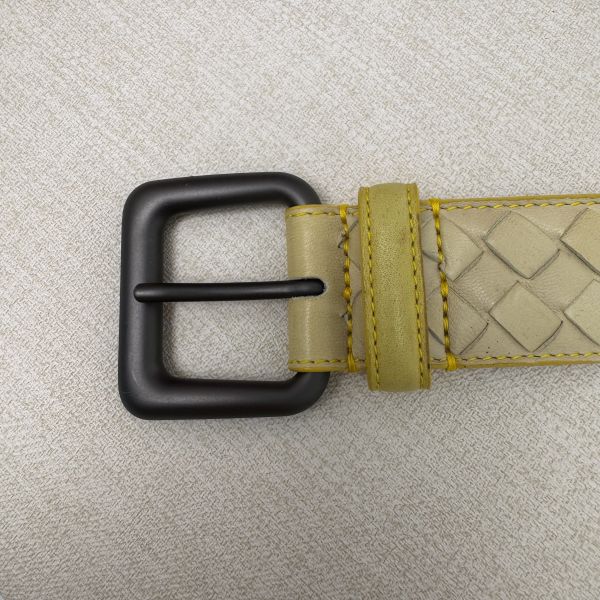 Bottega Venetia 黃 編織銀頭 皮帶 腰帶 