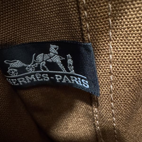 Hermès 帆布拼皮手提包 