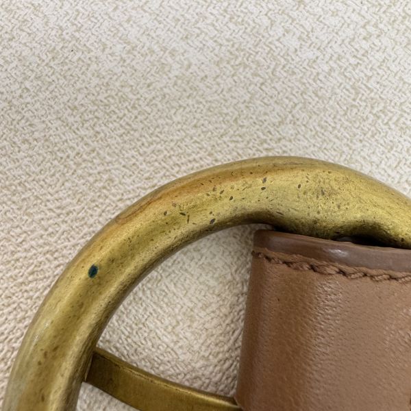 Bottega Veneta 金色圓頭 棕色編織 皮帶 腰帶 