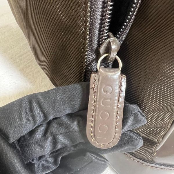 Gucci 竹節帆布單帶後背包 