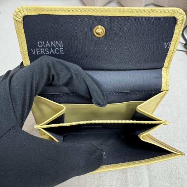 Versace 黃色鴕鳥皮錢包 