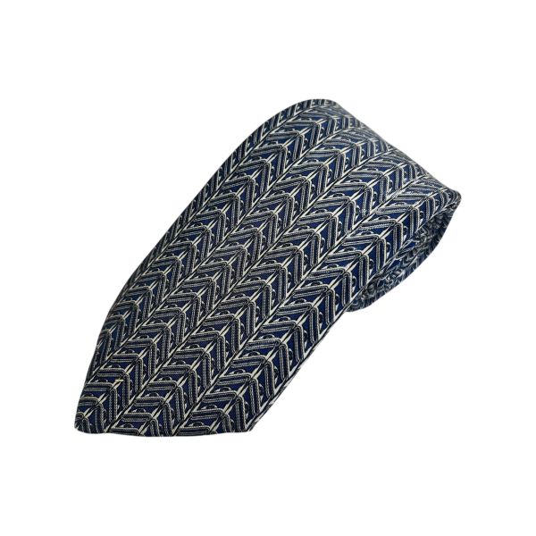 Hermès 藍色鋸齒狀領帶（中古） 