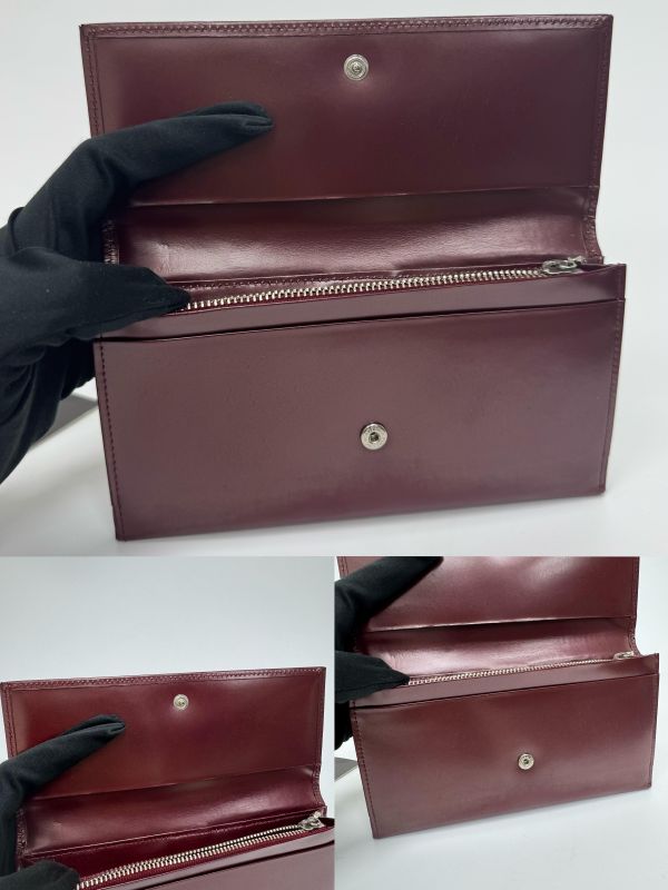 Agnes B酒紅色漆皮長夾 