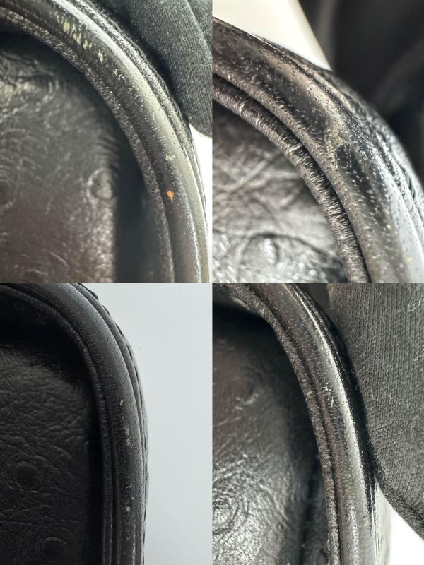 Versace 黑金鴕鳥紋手提包​​ 