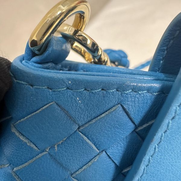 Bottega Veneta 中古藍色小編織多功能手機包 