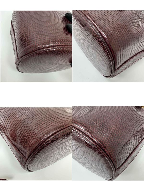 Gucci 古馳 酒紅色壓紋皮革水桶包 