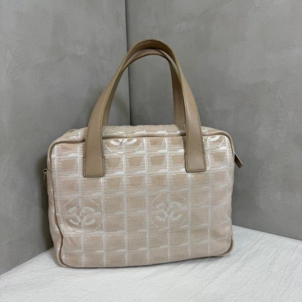 Chanel 奶茶色 尼龍拼皮革手提包 