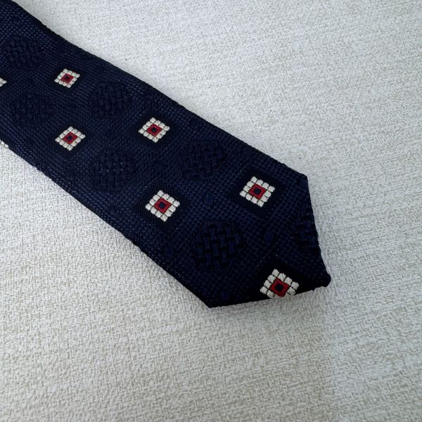Daks 藍 方形圖紋 領帶（中古） 