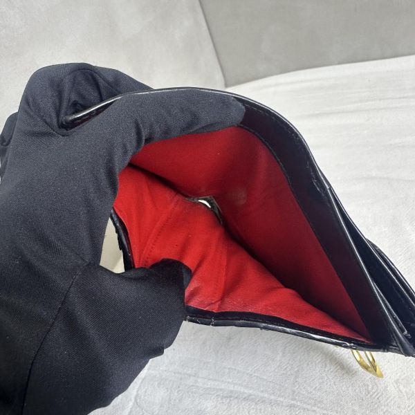 GUCCI 中古 黑色金扣G LOGO 短夾 