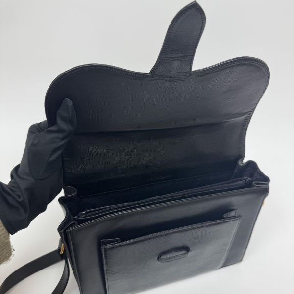 YSL 黑色鱷魚皮 斜挎包 