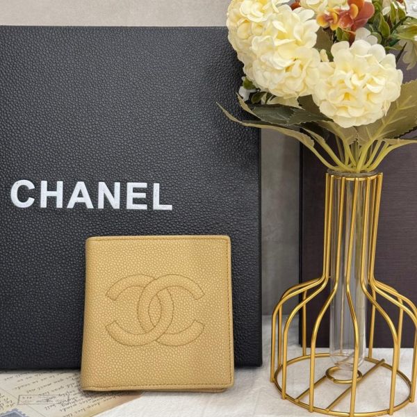 Chanel 奶茶色短夾 