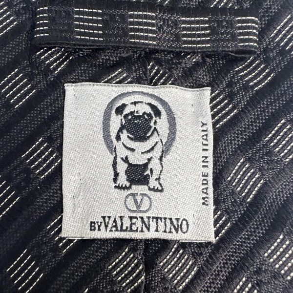 VALENTINO 范倫鐵諾 黑色幾何圖形領帶 領結 絲綢（中古） 