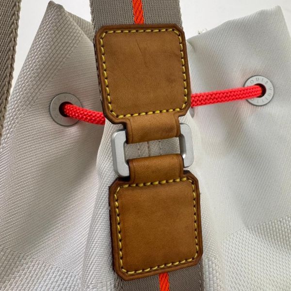 Louis Vuitton Damier geant vintage 螢光橘線條縮口水桶包 