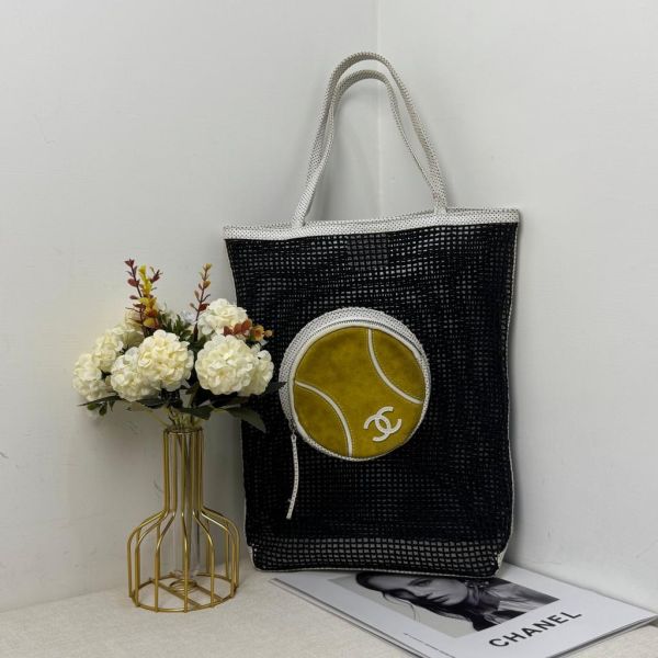 Chanel 黑色網球網兜袋 