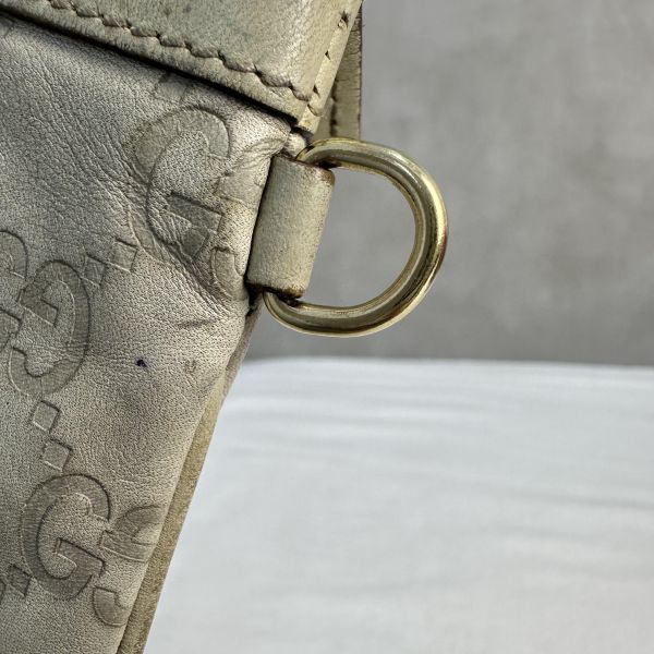 GUCCI 中古米色壓印老花一字拉鍊零錢包卡包 