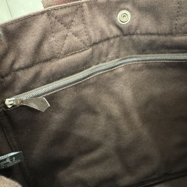 Hermès 帆布拼皮革手提包 