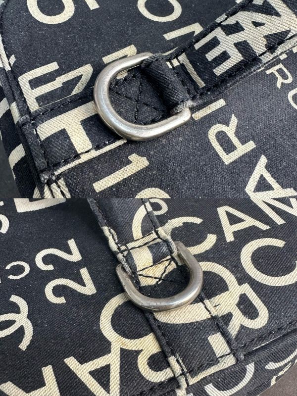 CHANEL 黑白字母塗鴉帆布肩背手提化妝箱* 
