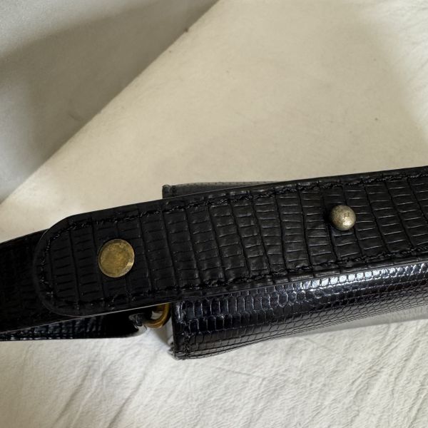 Gucci Vintage Lizard Leather Shoulder Bag 黑色蜥蜴皮單肩包 
