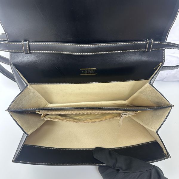 Testini 鐵獅東尼 黑色皮革斜背包 