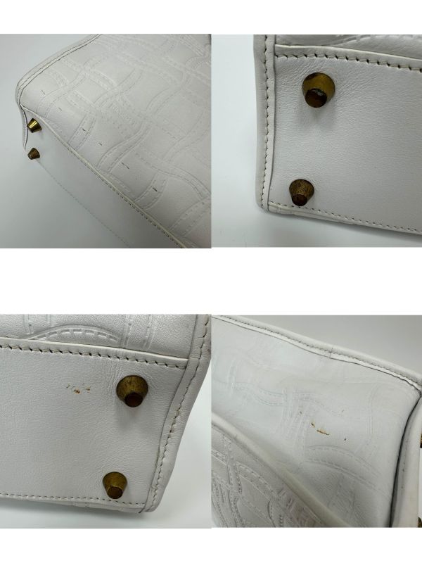 Testoni 鐵獅東尼 編織紋壓花象牙白托特包 