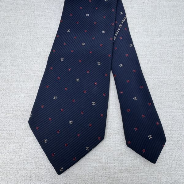 Chanel 藍 滿版小雙C logo 領帶（中古） 