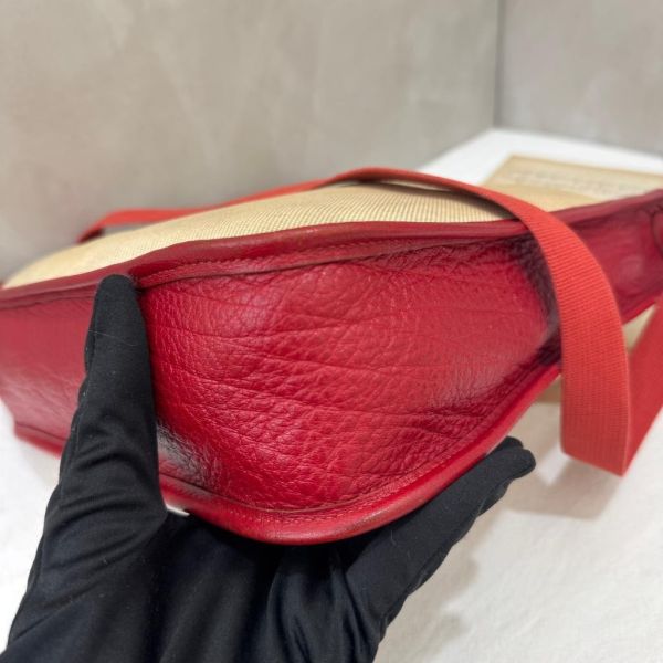 Hermès Vespa 紅色帆布拼接包 