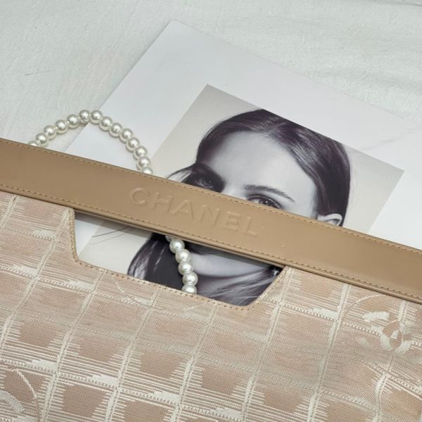 CHANEL 奶茶色冰磚手提包 