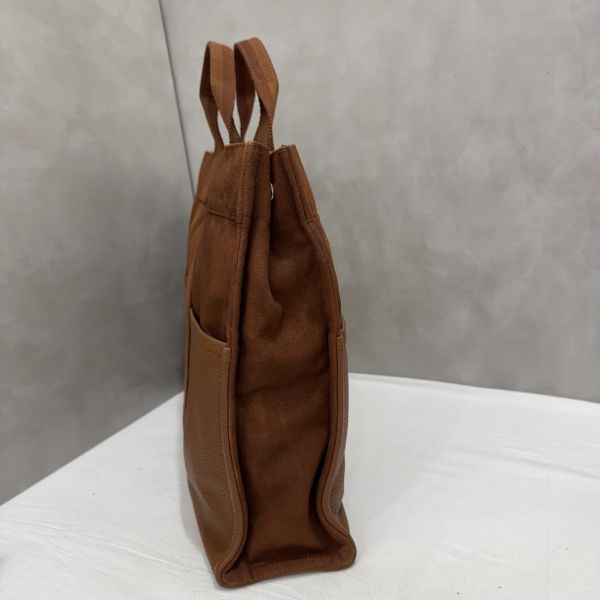 Hermès 帆布拼皮手提包 